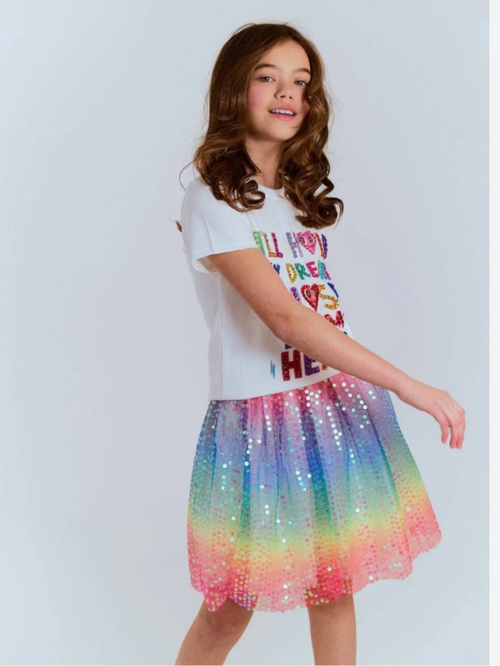 Lola + The Boys RAINBOW SEQUIN SKIRT 14